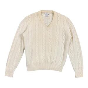 Vintage B. Altman & Co Cable Knit Wool Sweater Cream Fisherman Women's Medium